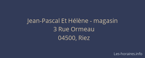 Jean-Pascal Et Hélène - magasin
