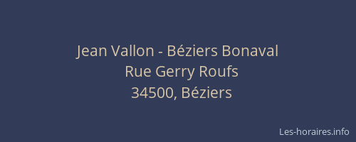 Jean Vallon - Béziers Bonaval