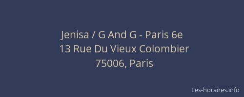 Jenisa / G And G - Paris 6e