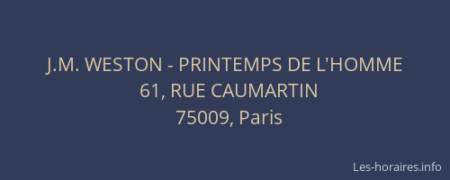 J.M. WESTON - PRINTEMPS DE L'HOMME