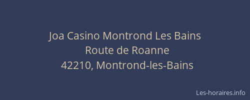 Joa Casino Montrond Les Bains