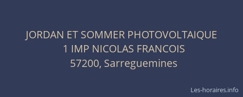 JORDAN ET SOMMER PHOTOVOLTAIQUE