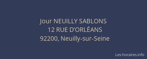 Jour NEUILLY SABLONS