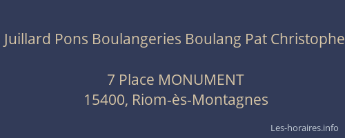 Juillard Pons Boulangeries Boulang Pat Christophe