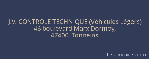 J.V. CONTROLE TECHNIQUE (Véhicules Légers)