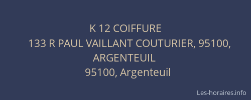 K 12 COIFFURE