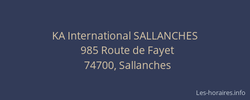 KA International SALLANCHES