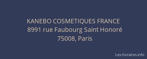 KANEBO COSMETIQUES FRANCE