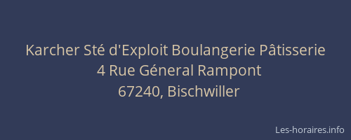 Karcher Sté d'Exploit Boulangerie Pâtisserie