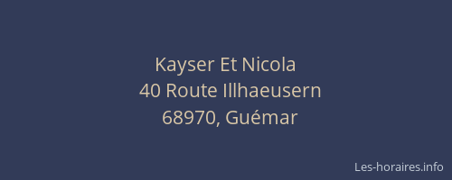 Kayser Et Nicola