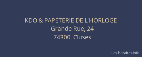 KDO & PAPETERIE DE L'HORLOGE