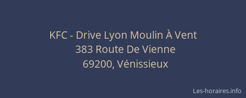 KFC - Drive Lyon Moulin À Vent