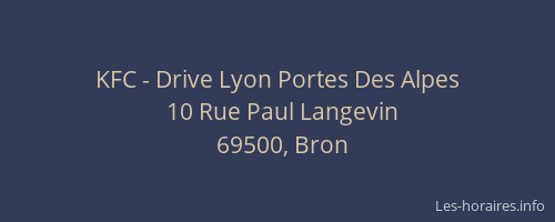 KFC - Drive Lyon Portes Des Alpes