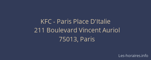 KFC - Paris Place D'Italie