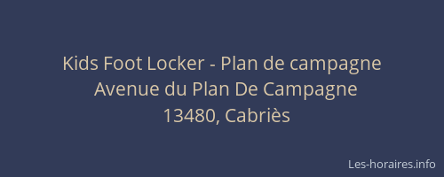 Kids Foot Locker - Plan de campagne