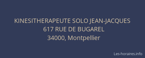 KINESITHERAPEUTE SOLO JEAN-JACQUES
