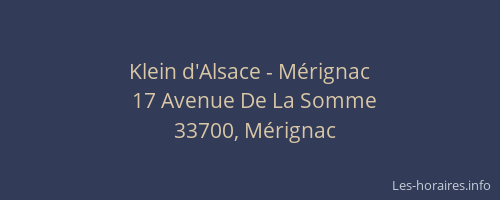 Klein d'Alsace - M&eacute;rignac