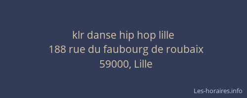 klr danse hip hop lille