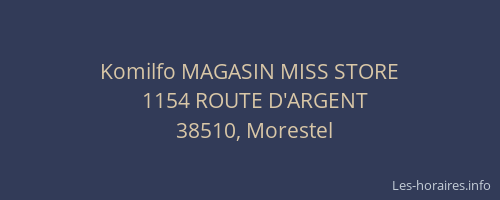 Komilfo MAGASIN MISS STORE