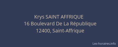 Krys SAINT AFFRIQUE