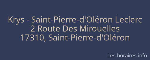 Krys - Saint-Pierre-d'Oléron Leclerc
