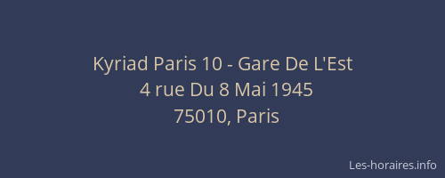 Kyriad Paris 10 - Gare De L'Est
