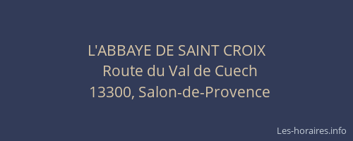 L'ABBAYE DE SAINT CROIX