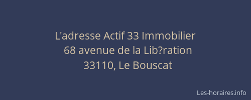 L'adresse Actif 33 Immobilier