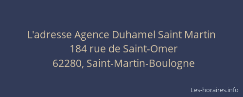 L'adresse Agence Duhamel Saint Martin