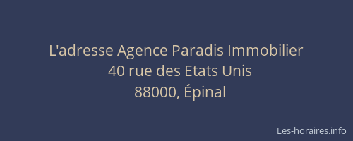 L'adresse Agence Paradis Immobilier