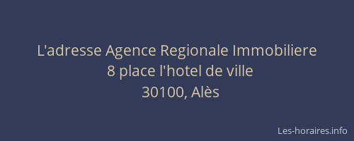 L'adresse Agence Regionale Immobiliere