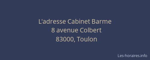 L'adresse Cabinet Barme