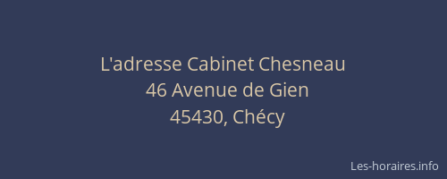 L'adresse Cabinet Chesneau