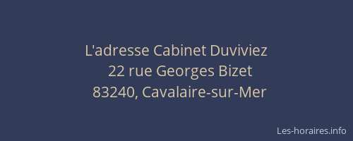 L'adresse Cabinet Duviviez