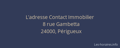 L'adresse Contact Immobilier