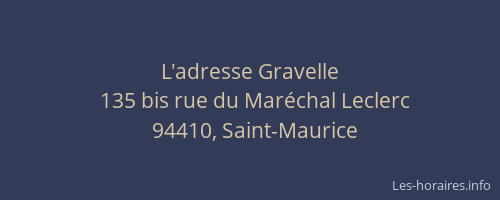 L'adresse Gravelle