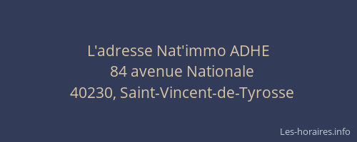L'adresse Nat'immo ADHE