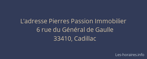 L'adresse Pierres Passion Immobilier