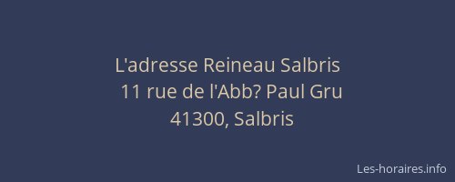 L'adresse Reineau Salbris