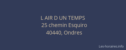 L AIR D UN TEMPS