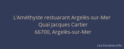 L'Améthyste restuarant Argelès-sur-Mer