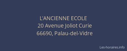 L'ANCIENNE ECOLE
