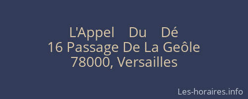L'Appel    Du    Dé