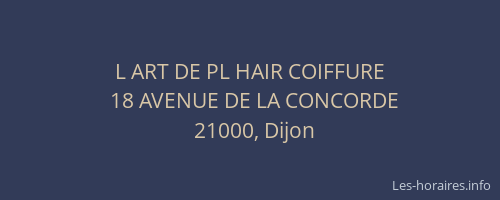 L ART DE PL HAIR COIFFURE