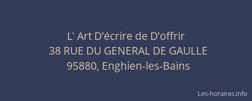 L' Art D’écrire de D’offrir