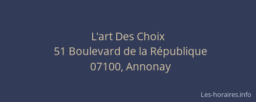 L'art Des Choix