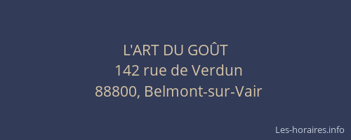 L'ART DU GO&Ucirc;T