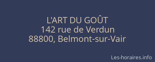 L'ART DU GOÛT