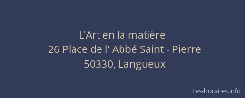 L'Art en la mati&egrave;re