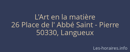 L'Art en la matière